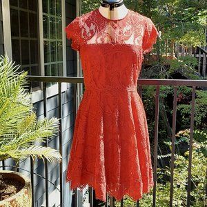 BB Dakota Cranberry Lace Fit and Flare Dress